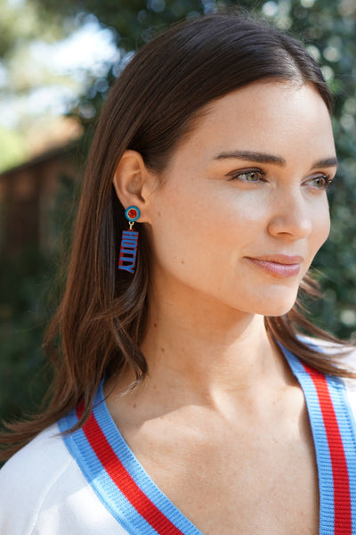 Ole Miss Rebels Resin Block Letter Earrings in Blue