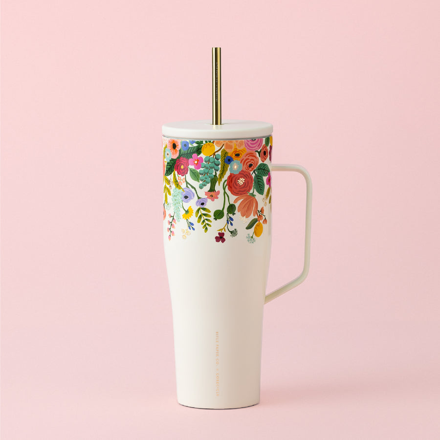 Corkcicle | Rifle Paper Co. Stemless Flute | 7oz | Garden Party Cream