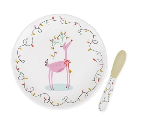 Pink Reindeer Platter and Spreader