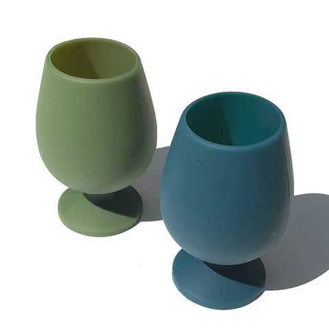 Olive Green and Navy/Ink Blue Stemm Unbreakable Silicone Wine Tumblers