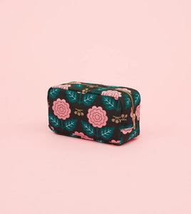Brown and Pink Floral Dopp Kit