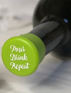 Green Pour Drink Repeat Silicone Wine Cap