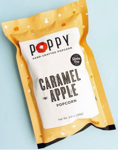 Carmel apple poppy popcorn snack bag