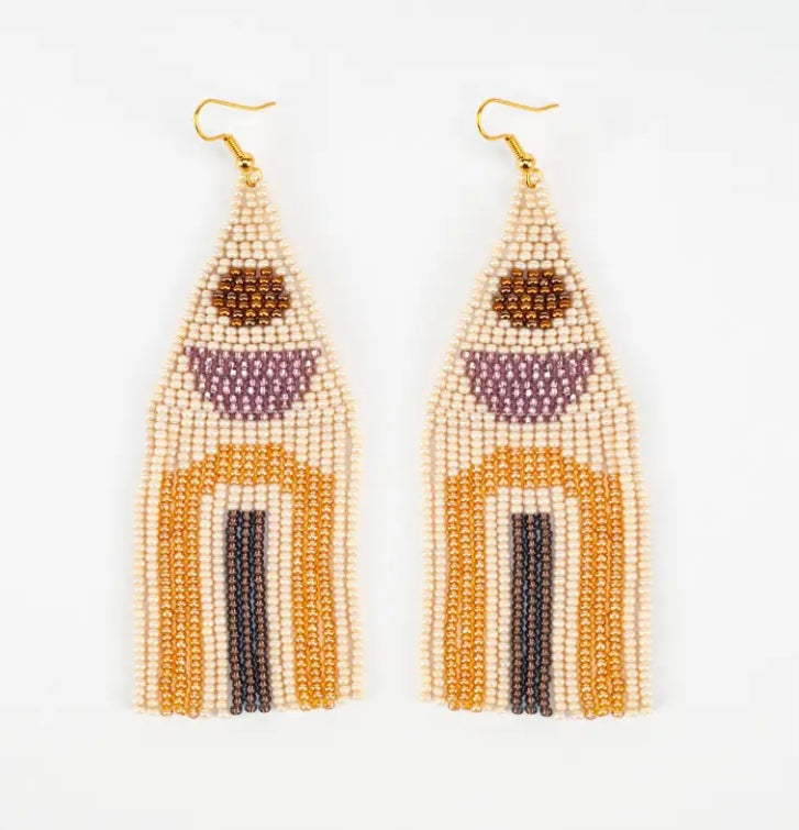 Geometric beaded hotsell fringe earrings