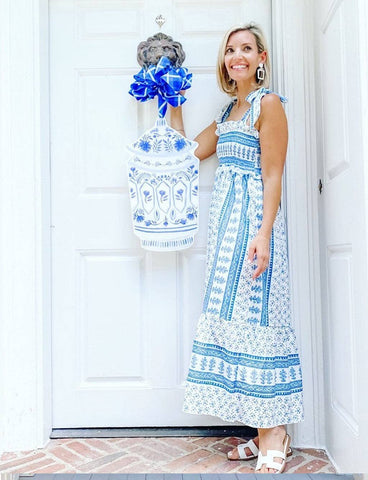 Dominique Blue and White Jar Door Hanger