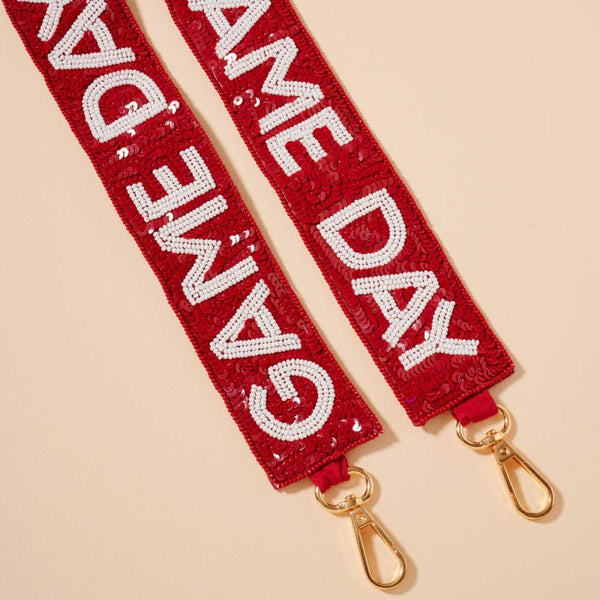 Game Day Seed Beaded Bag Strap: Orange/Navy