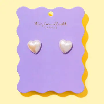 Pearl Heart Stud Earrings