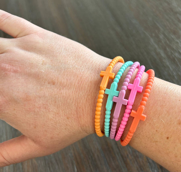 Silicone Cross Bracelet Pastels