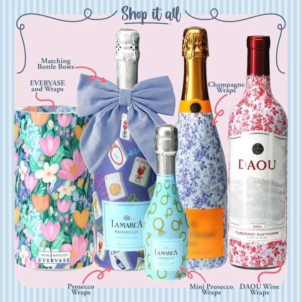 Pink & Orange Pumpkins Prosecco Bottle Wrap