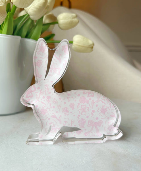 Easter Acrylic Bunny Block : Blue Spring Pattern Bunny