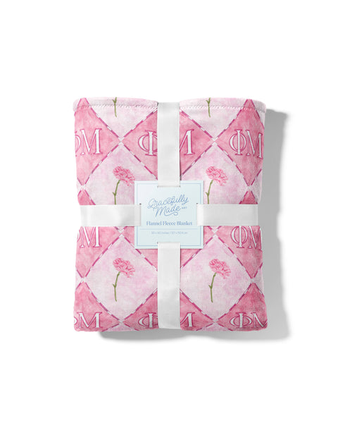 Phi Mu Flannel Fleece Blanket, Sorority