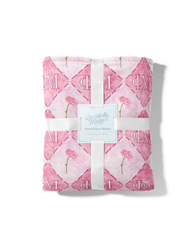 Phi Mu Flannel Fleece Blanket, Sorority