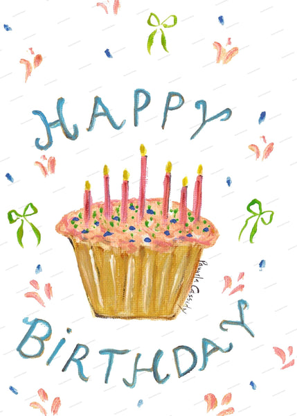 Party Time Cupcake Kitchen Towel: Flour Sack Towel