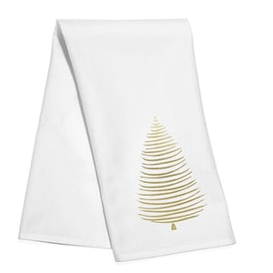Gold Lines Christmas Tree Tea Towel