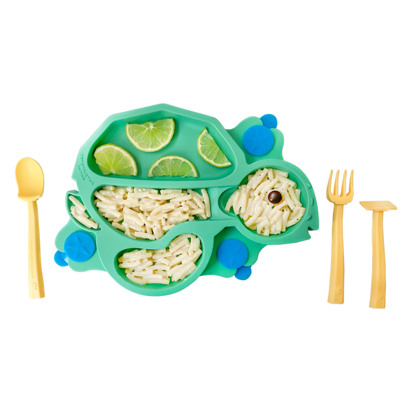 Turtle Suction Plate and Training Utensils: Green Turtle Plate