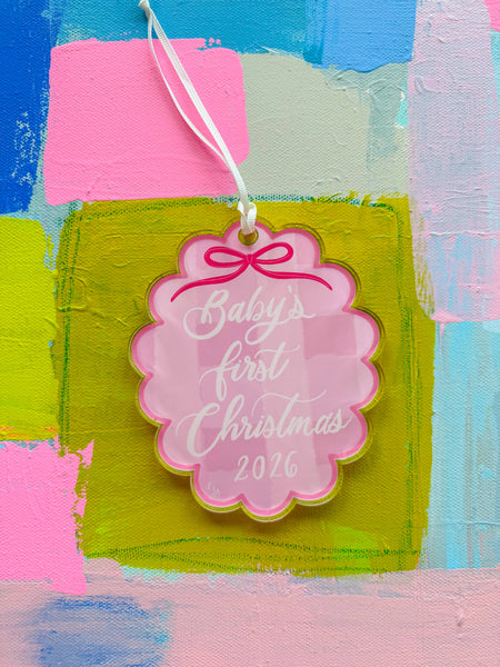 Baby's First Christmas 2026 Ornament - Pink