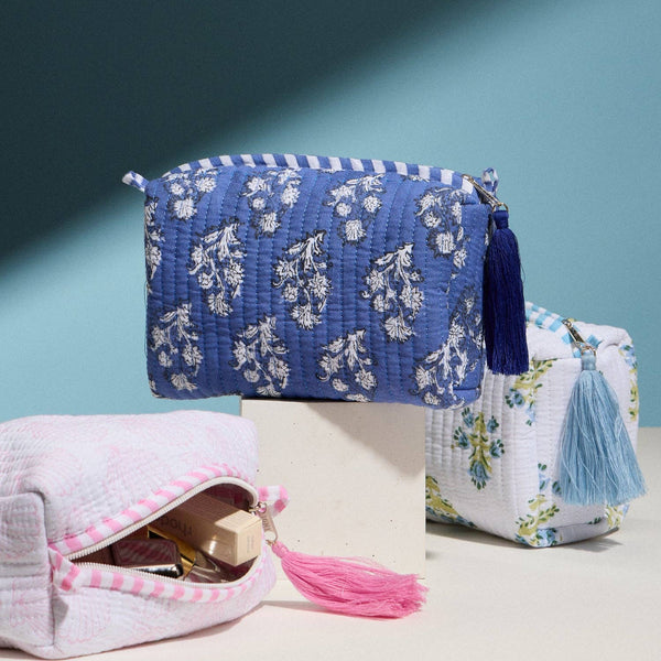 Pink Quilted Seashell Cosmetic Pouch