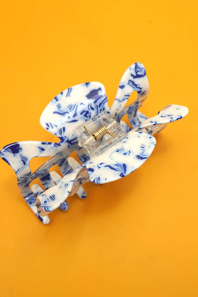 VINTAGE TOILE PATTERN PORCELAIN HAIR CLAW CLIPS Round