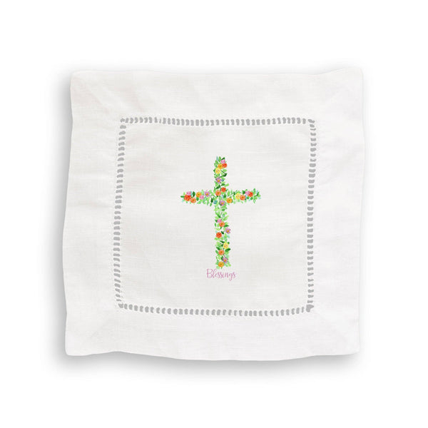 Cross with Flowers: Remove Words / Dishtowel / -