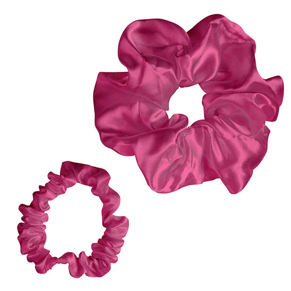 Satin Scrunchie Set of 2 - Hot Pink