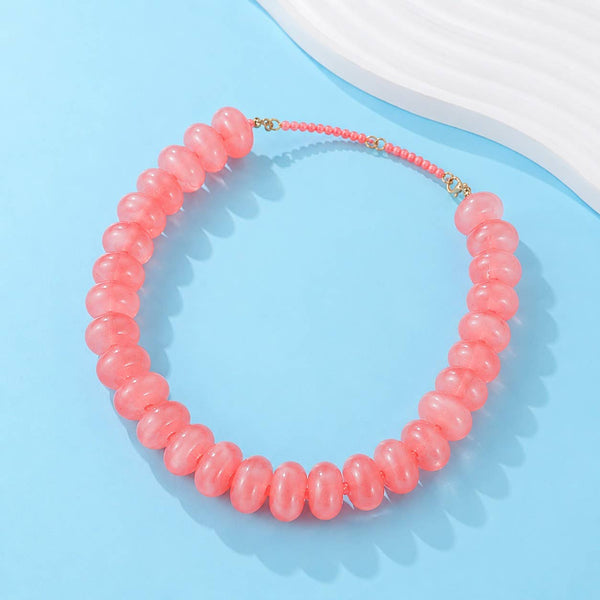 Chunky Beaded Natural Swirl Statement Necklace | 40NK9741: Rose