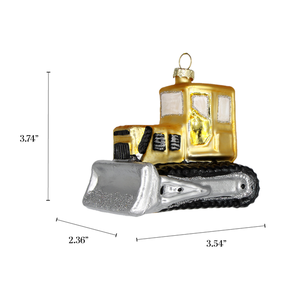 Bulldozer, Retro Handmade Glass Holiday Ornament Decor 2025