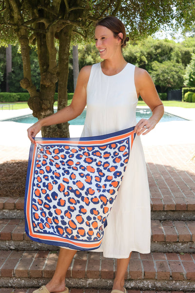 Meredith Spotted Scarf Medium Navy Orange: Default