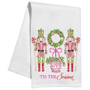 Tis the Season Pink Peppermint Nutcracker Kitchen Towel