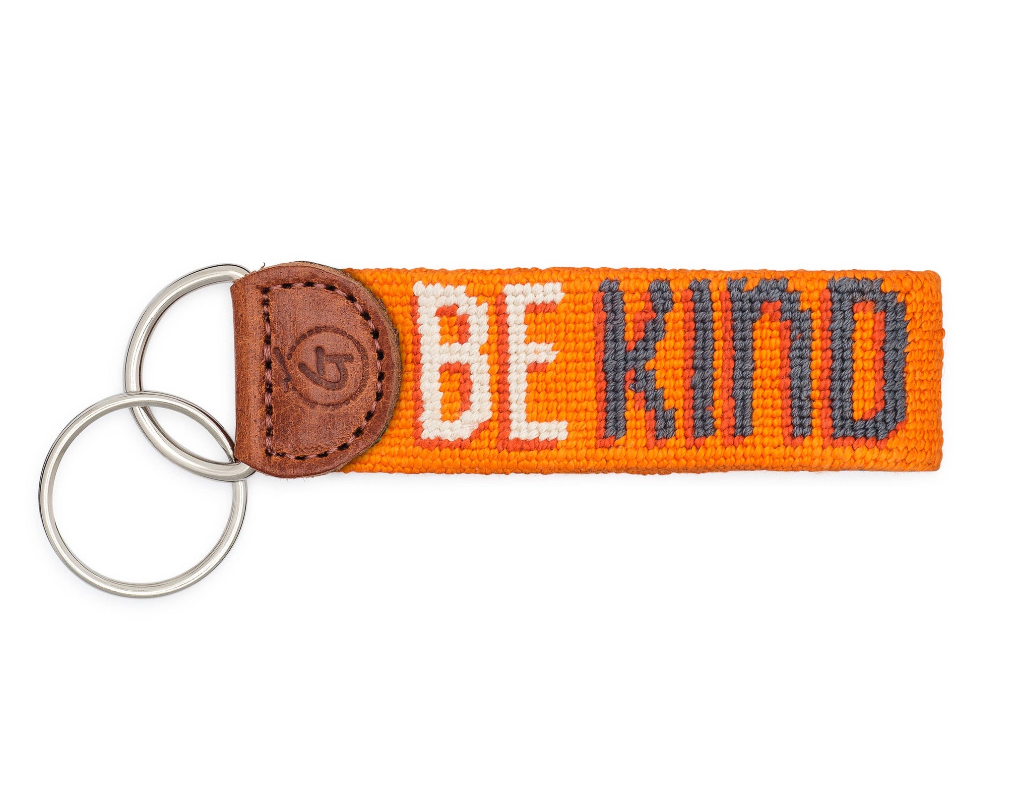 Be Kind Needlepoint Keychain: Orange