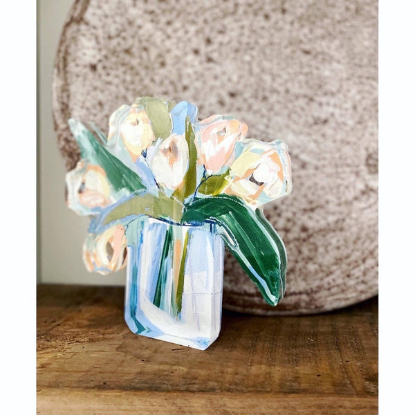 White Tulips Acrylic Bloom Block LARGE: Large Acrylic Block