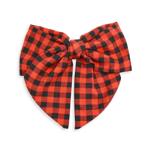 Red & Black Check Hair Bow