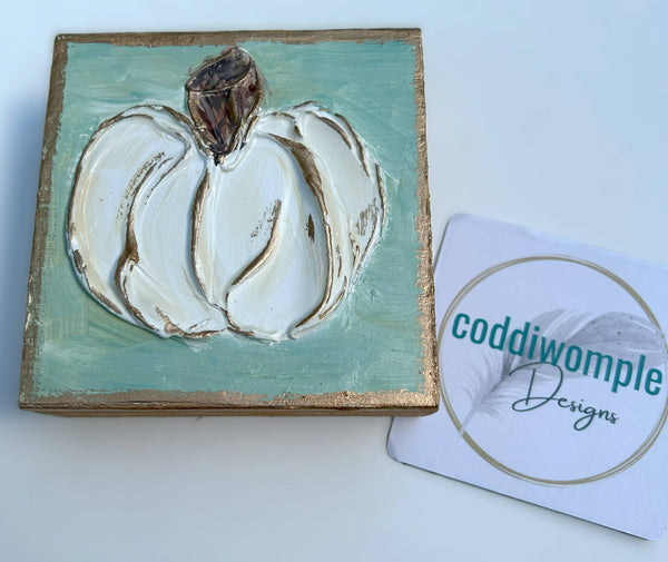 Gold Pumpkin Wood Block