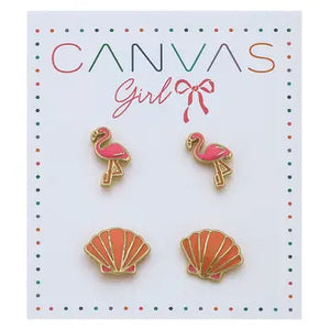 Flamingo and Shell Studs