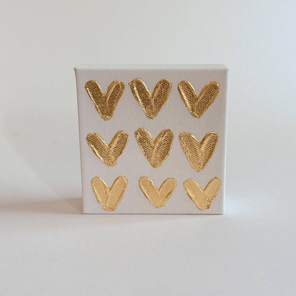 4x4 9 Gold Hearts Canvas