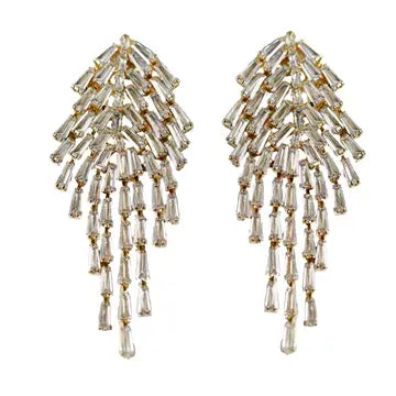 Crystal Waterfall Tassel Earrings