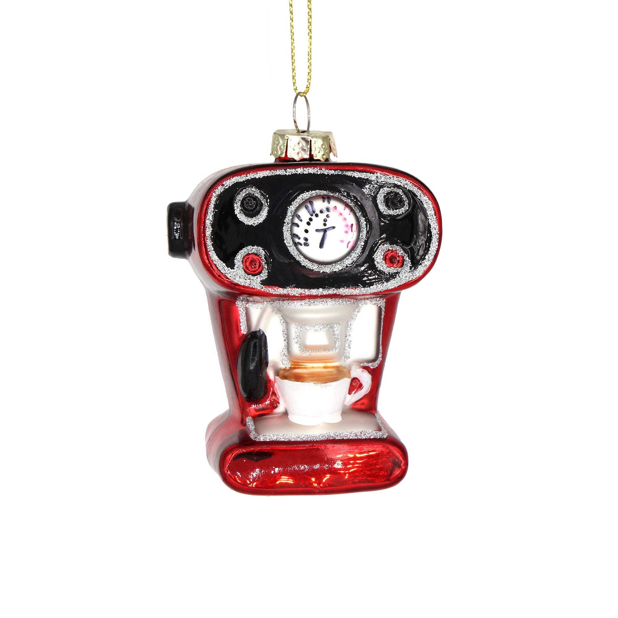 Glass Christmas Ornament Espresso Machine Funny