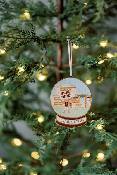 Enamel Mississippi State Snow Globe Ornament, Christmas