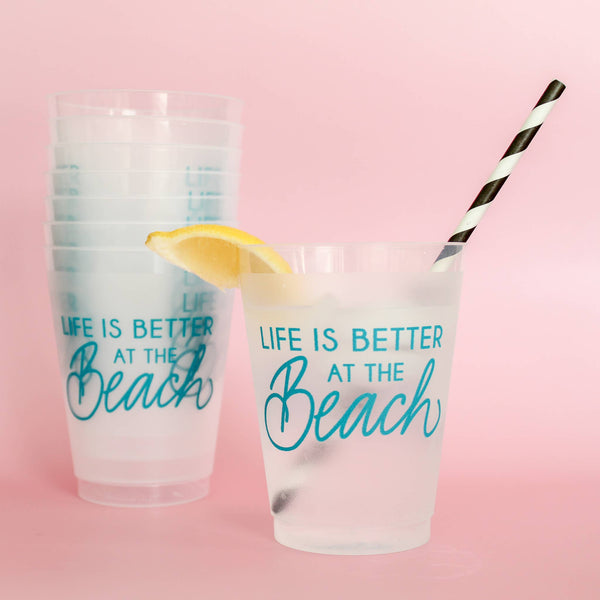 Life is Better at the Beach | Acrylic 16oz Set of 8 Cups