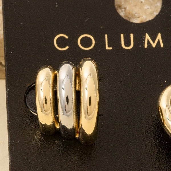 Gold Dipped Two Tone Layered Hoop Earrings: GOLD