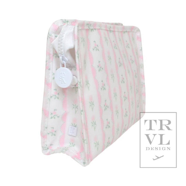 Roadie Medium - Ribbon Floral Pink Zip Pouch *new!