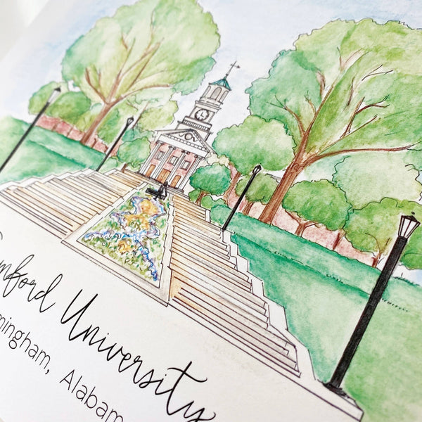 Birmingham, Alabama landmarks: Samford University Art Print: 5x7