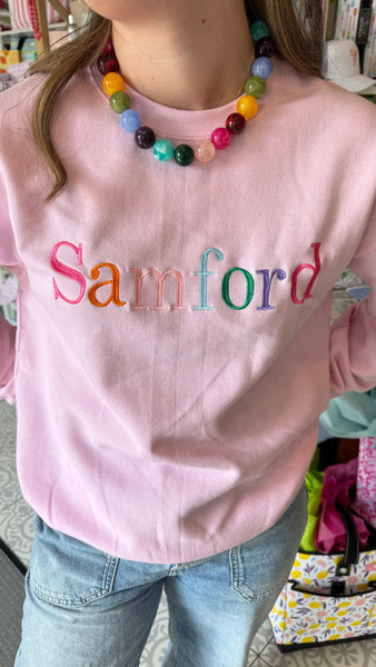 Samford Light Pink/ Multi Color Embroidered Sweatshirt