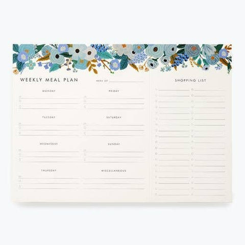 Garden Party Blue Meal Planner Notepad-Rifle Paper
