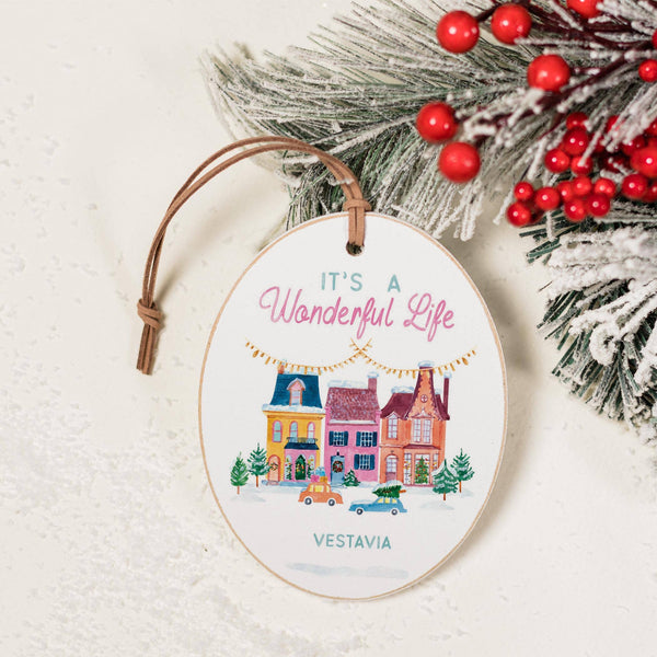 Oval Wooden It's a Wonderful Life Ornament