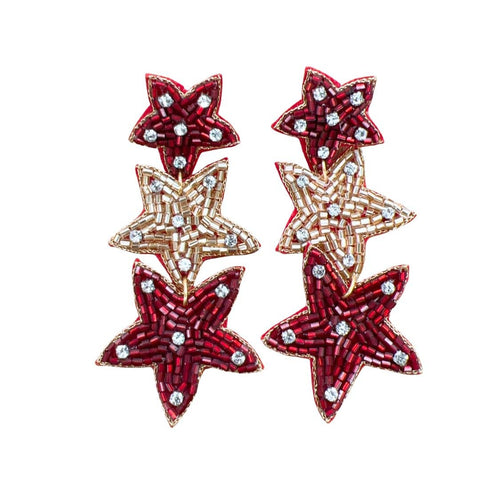 Maroon/Gold Star Earrings