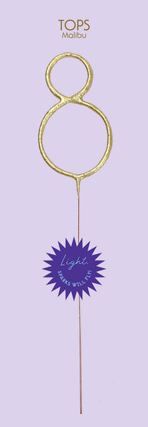 Grande 12" Gold Number Sparkler Wand Card - Singles: Number 0