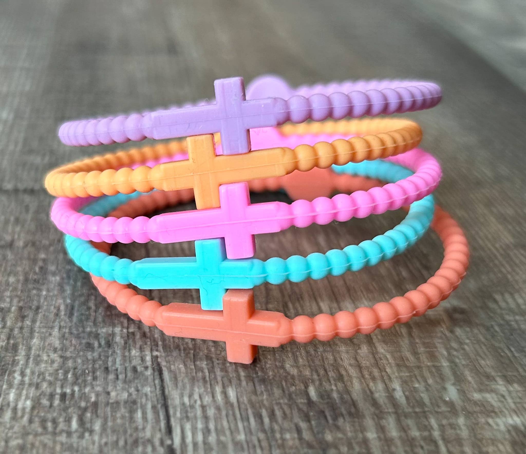 Silicone Cross Bracelet Pastels