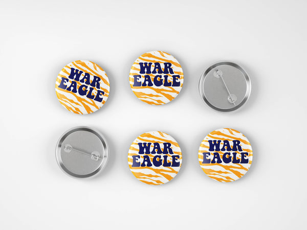 Auburn War Eagle Stripes Button