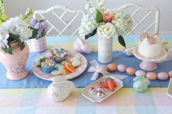 Gingham Column Vase: Sea Glass