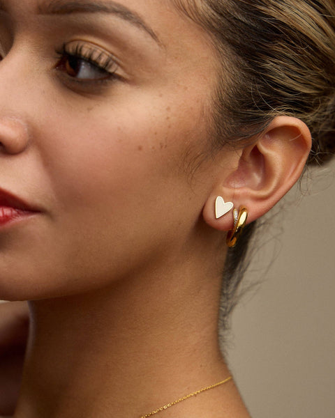 Blush Heart 18K Gold Dip Stud Earrings